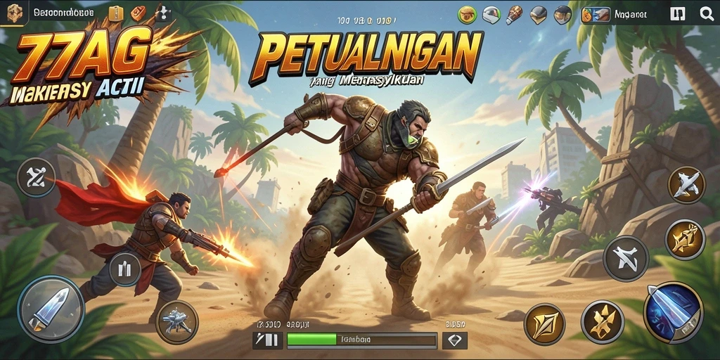 Screenshot gameplay 77AG menampilkan aksi mendebarkan dan karakter dinamis.
