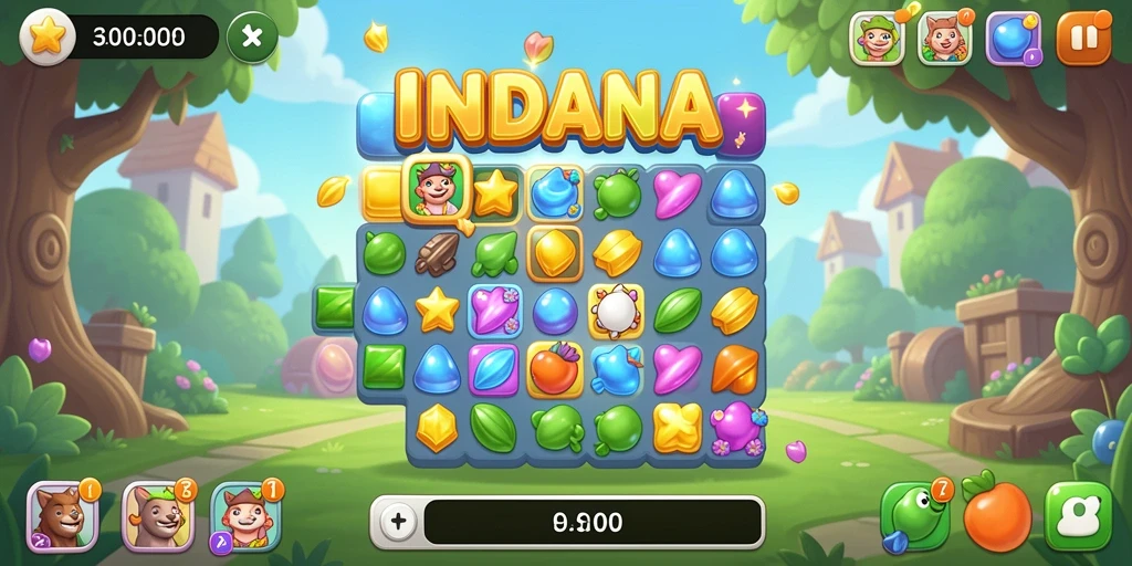 Tampilan gameplay seru dari INDAAA yang penuh tantangan Match-3.