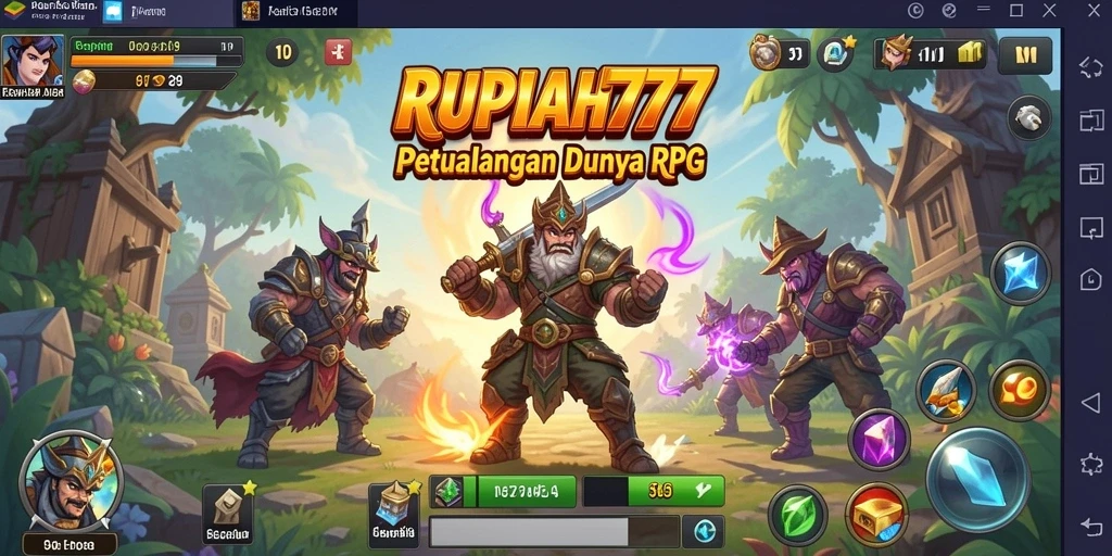 Screenshot gameplay RUPIAH777 menampilkan pertarungan epik dalam dunia RPG.