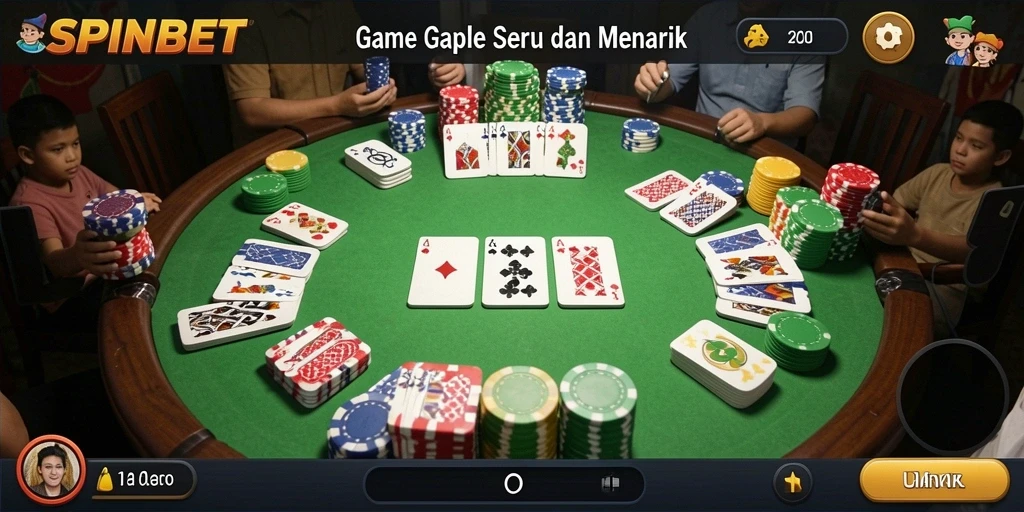 Tampilan menarik dari gameplay Gaple di SPINBET.